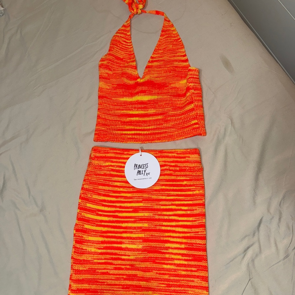 Princess Polly Orange/Yellow Two Piece Skirt Set